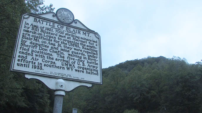 Blair Mountain historical marker. Photo by Jordan Freeman.