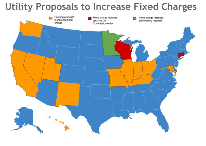 Map of utility proposals to increase fixed charges