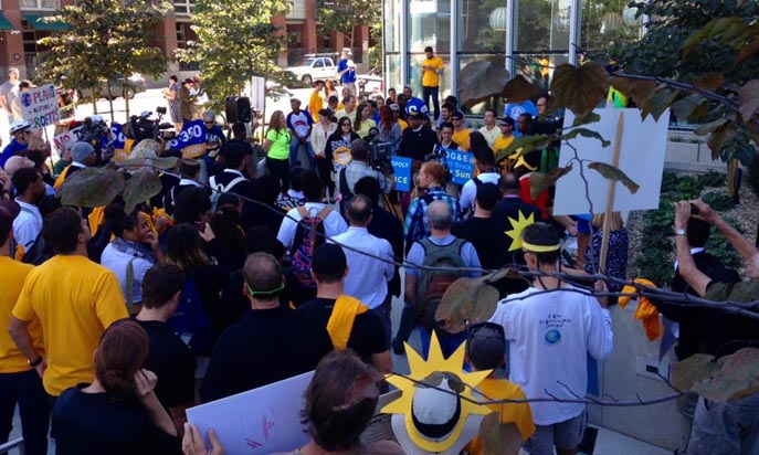 Rally for rooftop solar in September 2015, organized by the the Sierra Club's My Generation campaign.