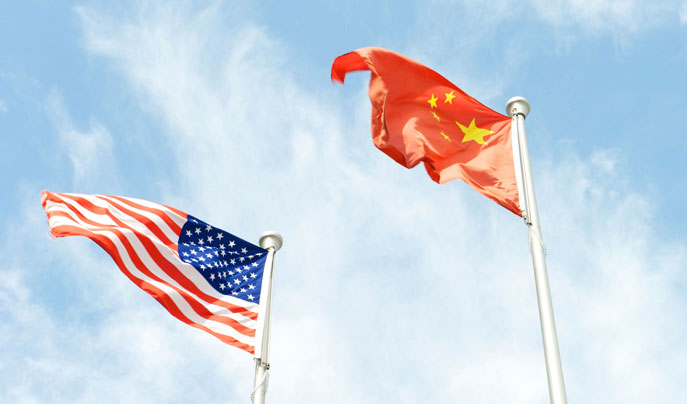 United States & China flags
