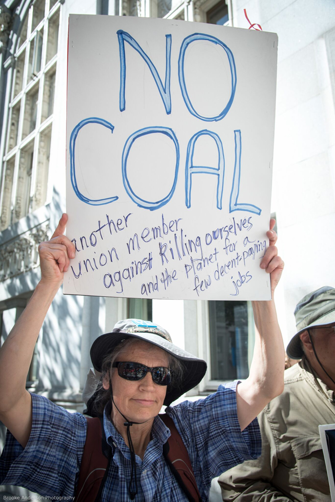 Union members rally against coal.