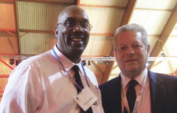 Aaron Mair with former Vice President Al Gore at Paris Climate Conference