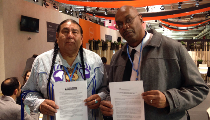 Aaron Mair with Tom Goldtooth at COP21