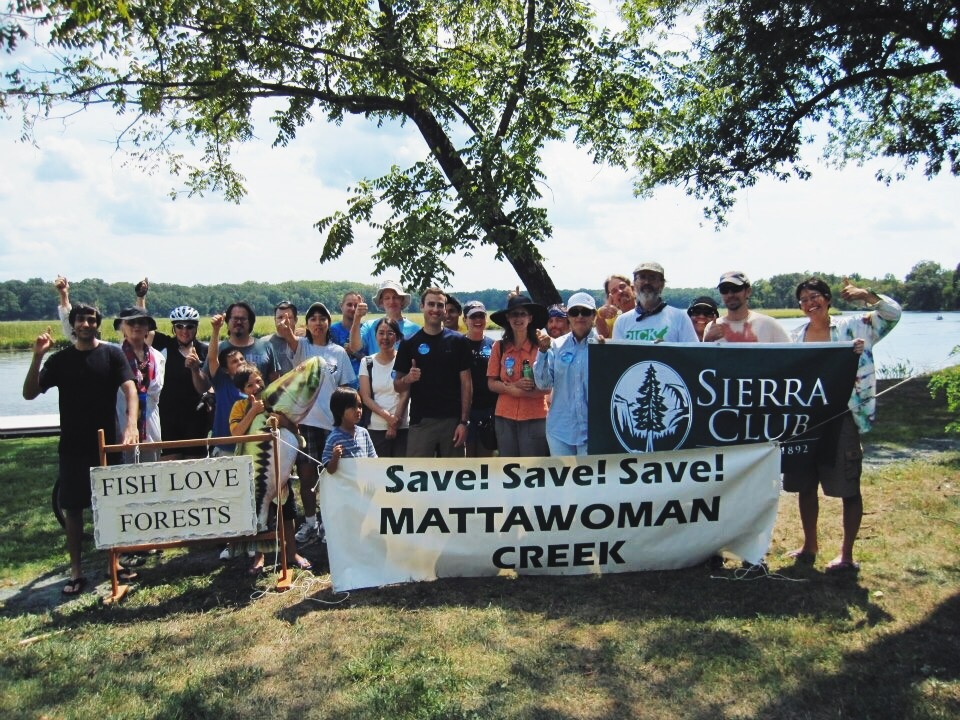 Sierra Club members gather to show their support for the preservation of Mattawoman Creek. 