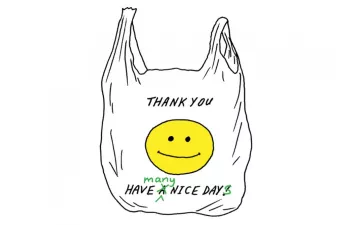 Illustration of a plastic bag that says 'have many nice days'
