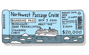 illustration of a ticket for a Northwest Passage Cruise