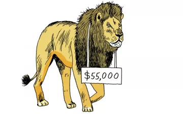 illustration of a lion with a $55,000 price tag