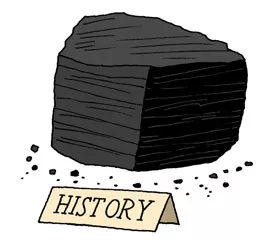illustration of a lump of coal with a sign in front that says 'history'