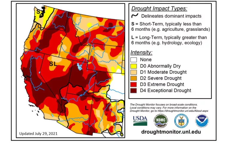 Western US drought map