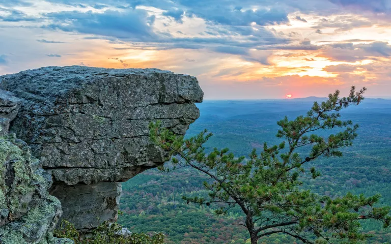 The view over the horizon atop a peak in Cheaha State Park