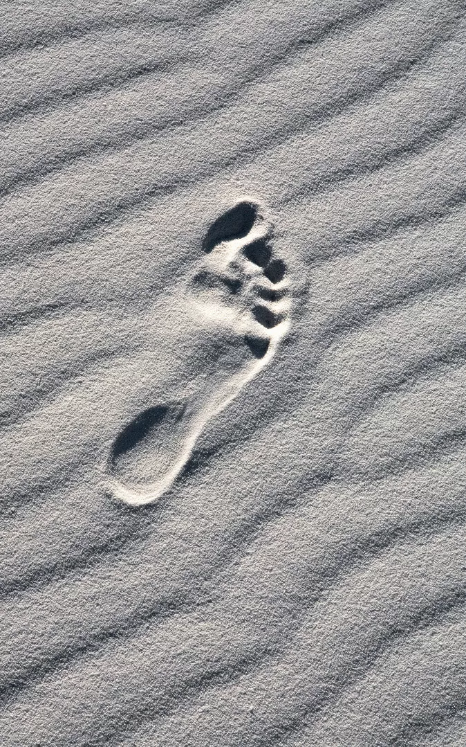 A footprint at White Sands National Monument in New Mexico