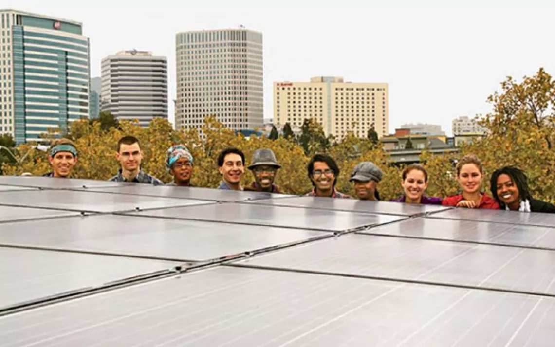 Working through Mosaic, 70 community members financed this 8.6-kilowatt solar project on top of West Oakland's People's Grocery, which will save the food-justice project $32,000 over the next 20 years. 