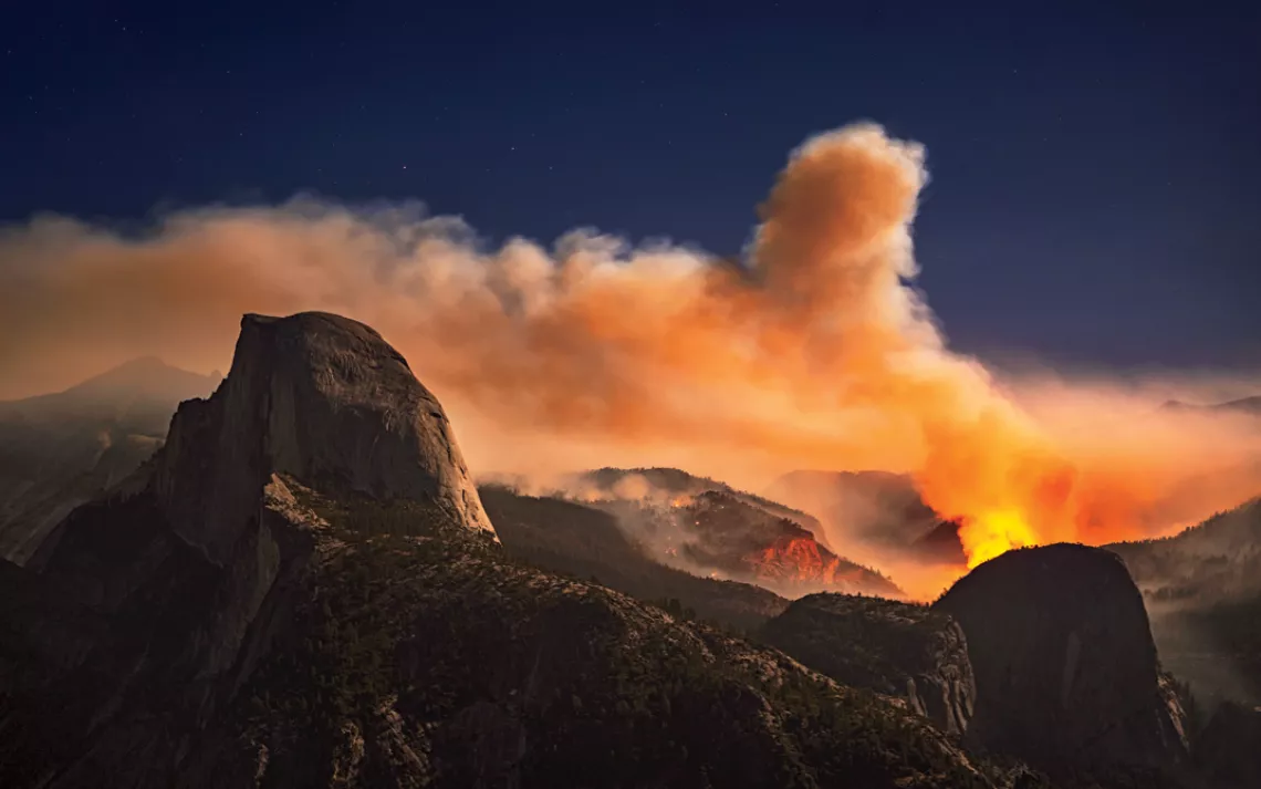 September's Meadow Fire in Yosemite National Park burned nearly 5,000 acres, closed popular hiking trails, and required dozens of people to be evacuated by helicopter from the top of Half Dome (at left). 