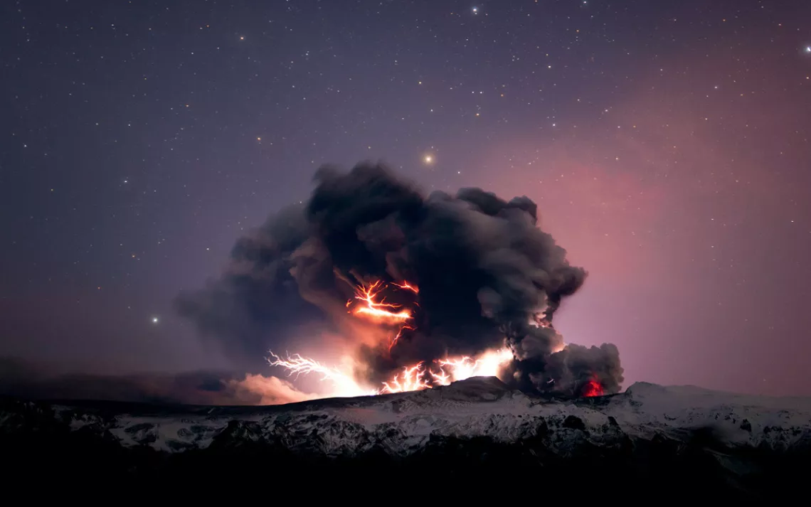 Volcanic eruptions attract lightning. Here's what it looks like.