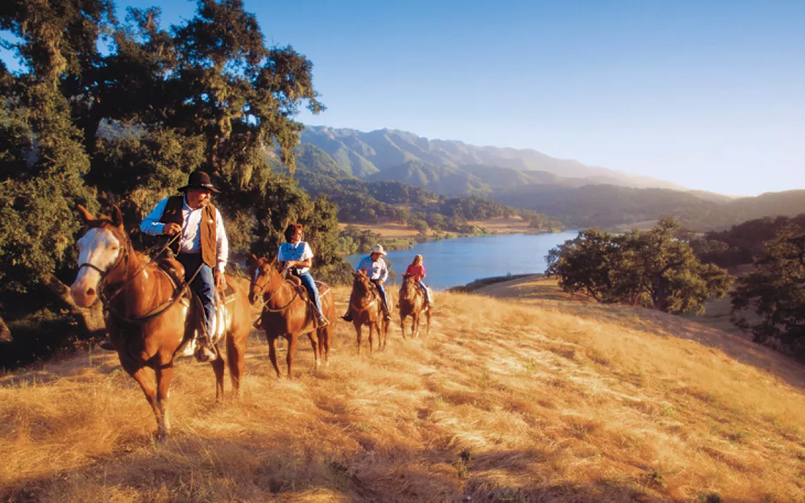 The Alisal Guest Ranch and Resort offers horseback riding through California's Santa Ynez Valley.