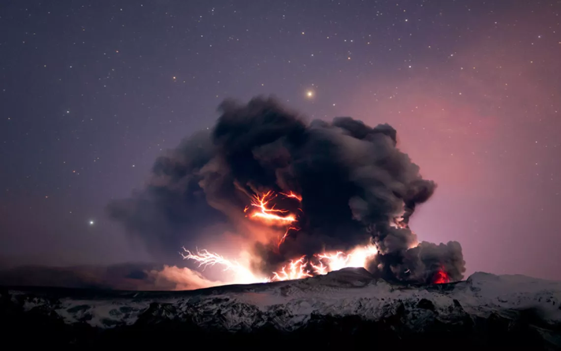 Volcanic eruptions attract lightning. Here's what it looks like.