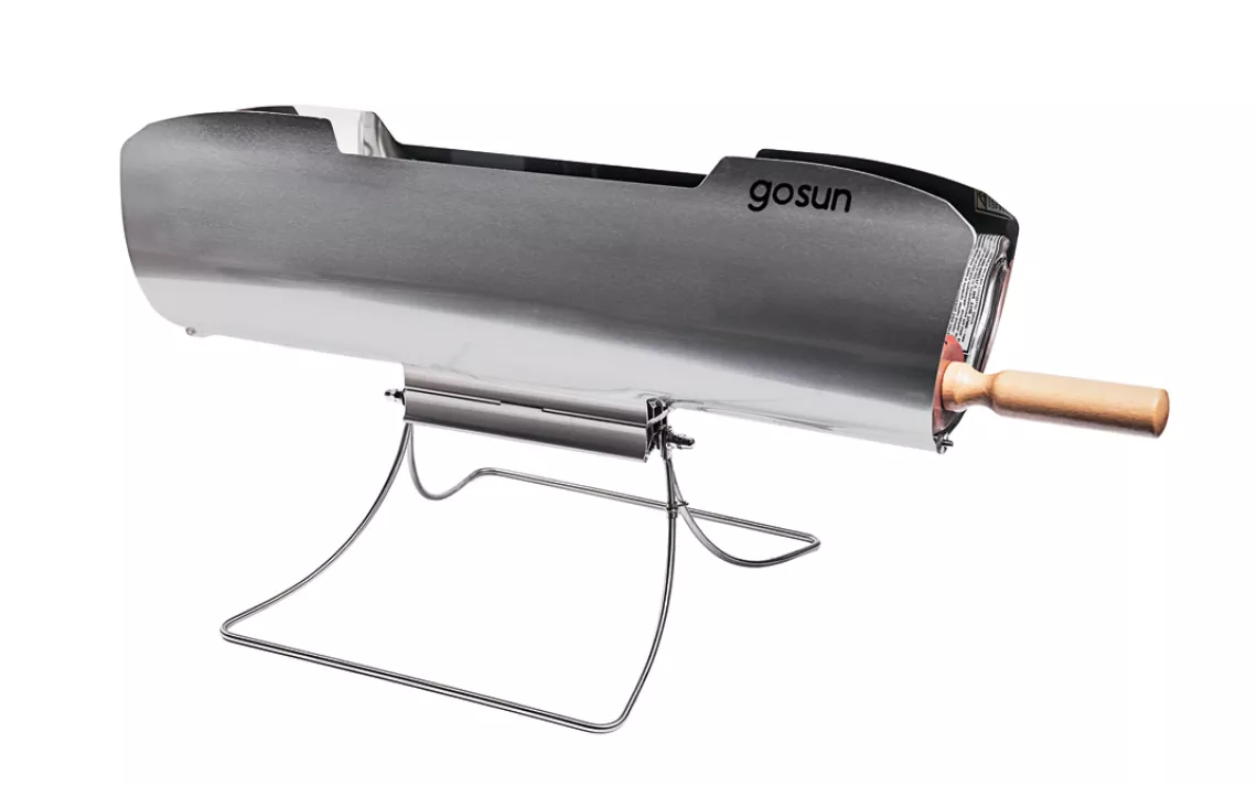 Forget the tinfoil-lined shoebox. GOSUN’s Sport solar cooker readies meals for four within 20 minutes, via a vacuum-insulated tube and curved aluminum sheets that capture the sun’s energy. 