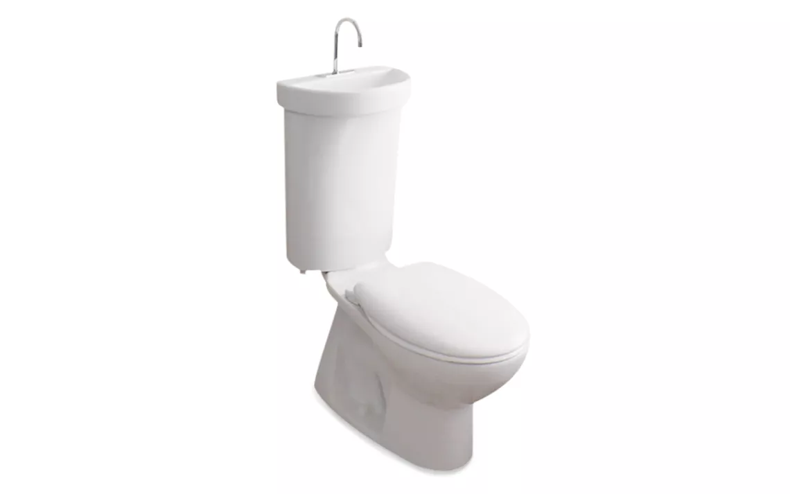 Part toilet, part sink, the Caroma Profile Smart 305 uses the soapy water from hand washing to flush the toilet.