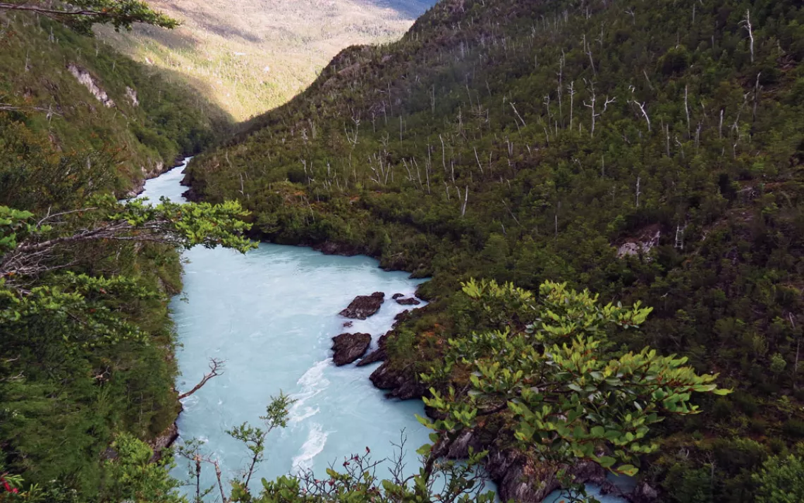 The wild Pascua River, in Patagonia's Aysen region, was slated for three dams, the last of which would be here, at the mouth of the canyon.