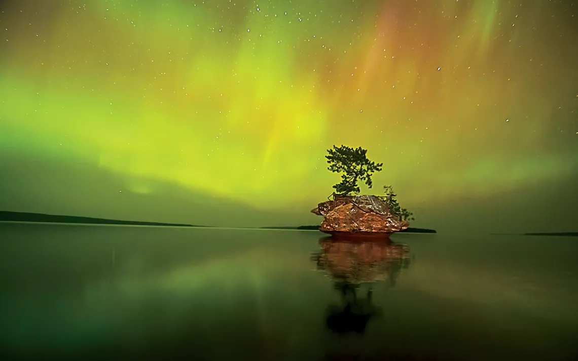 Aurora Borealis Over Honeymoon Rock | Gaylord Nelson Wilderness, Wisconsin