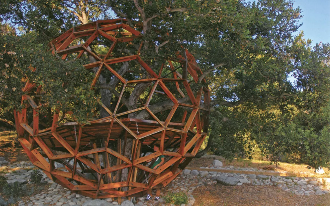 Honey Sphere, by 02 Treehouse, is a treehouse in Beverly Hills, California.