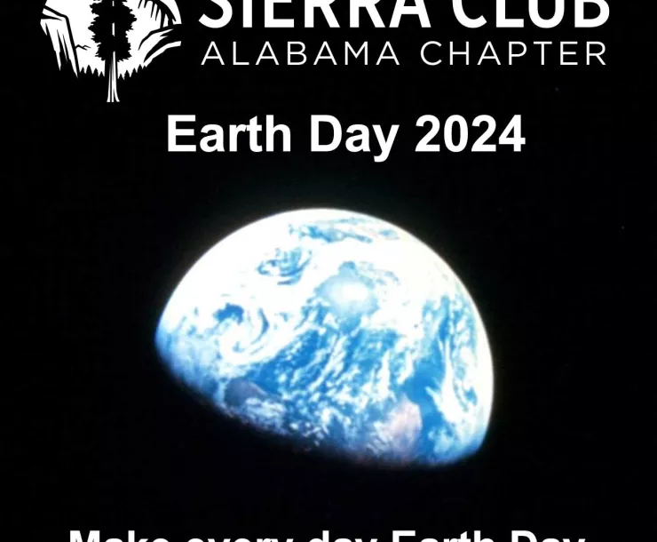 Earth from space with the Sierra Logo and Earth Day 2024