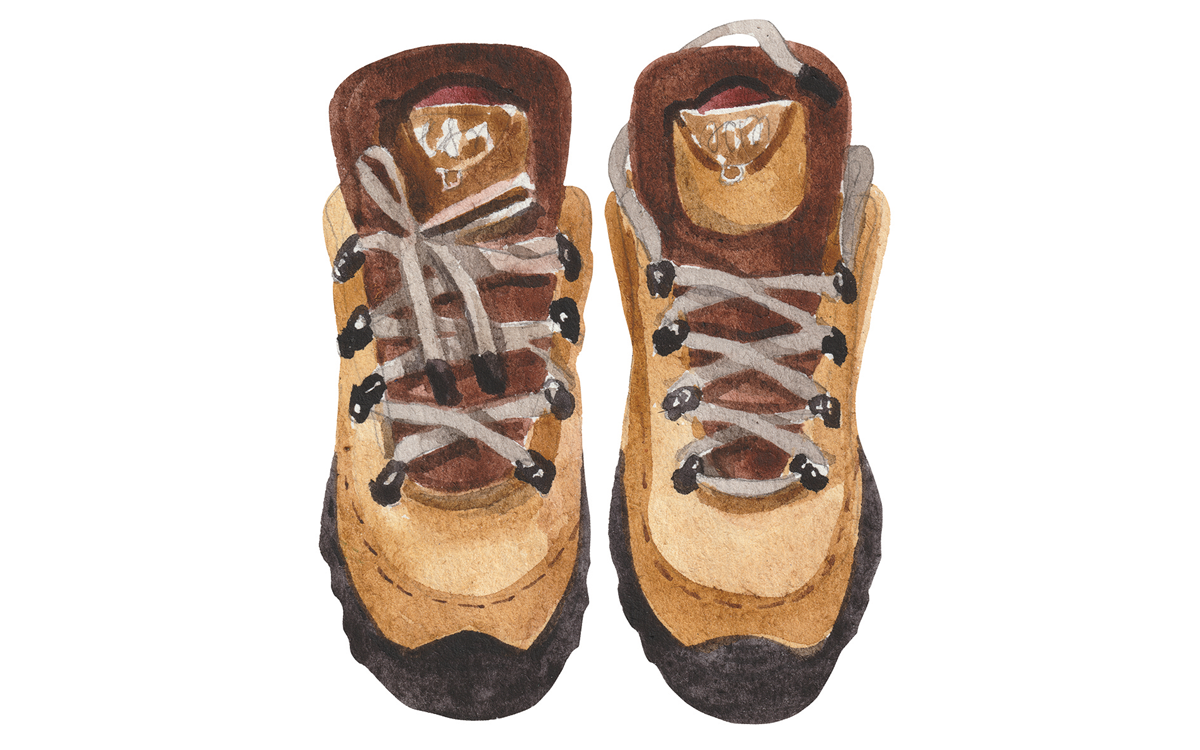 Illustration of hiking boots.