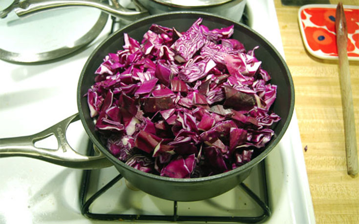 Red cabbage to make purple.
