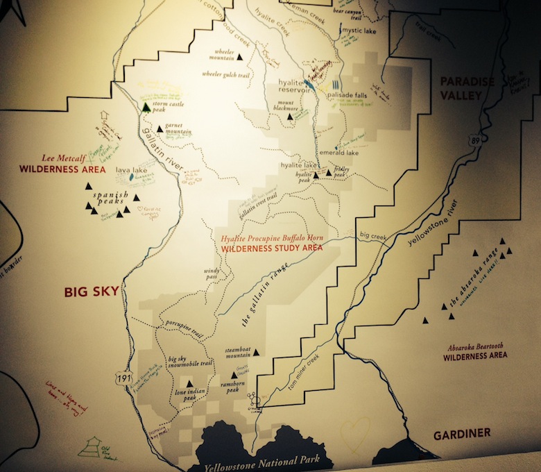 Map Gallatin Wilderness Montana