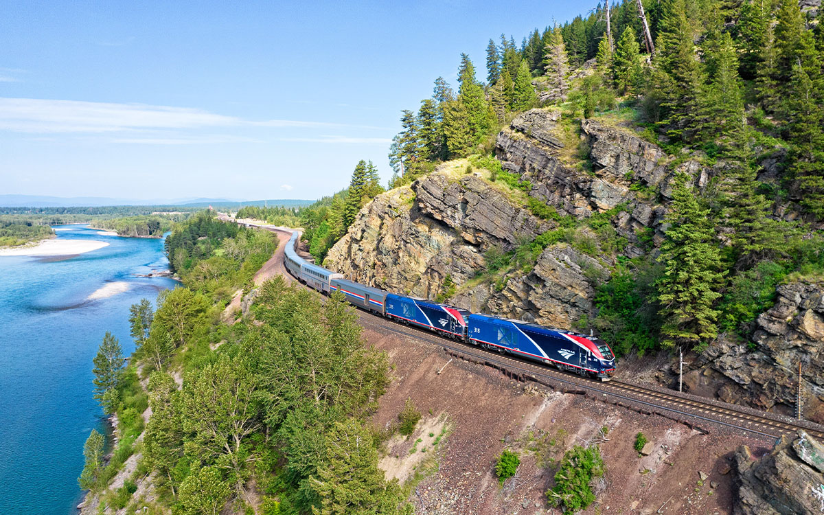 Alaska Railroad's Denali Star Train with Denali in the background