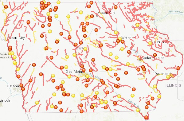 Iowa map and waterways