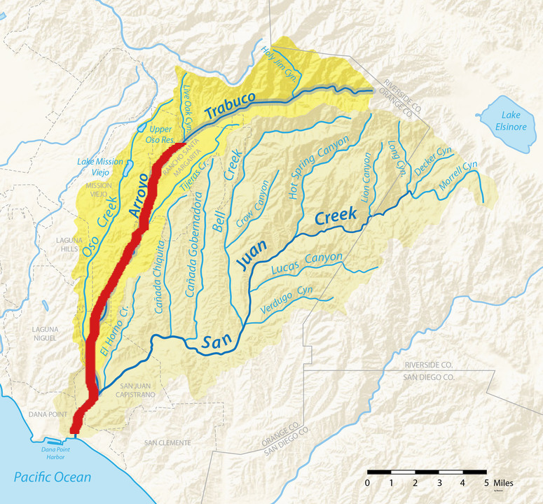 Map of Arroyo Trabuco trail and watershed