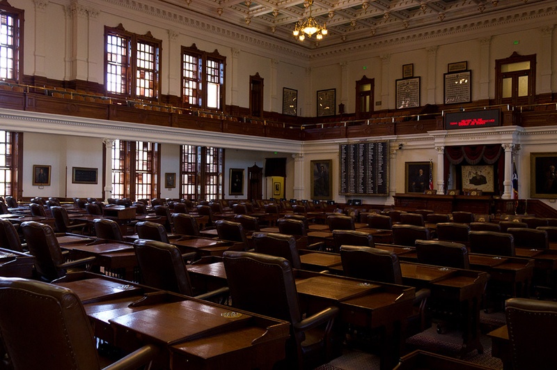 Empty chairs in the Texas Capitol