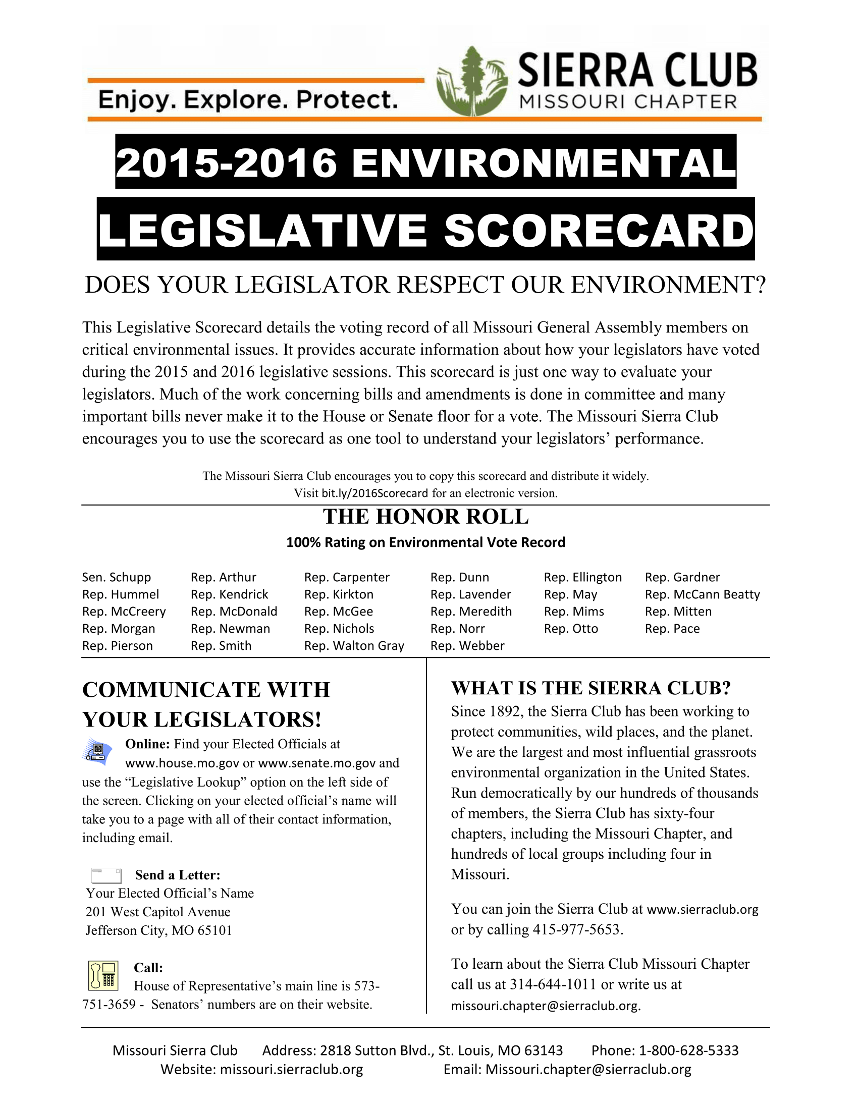 2016 Legislative Scorecard Page 1