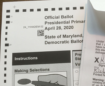 Voting by mail ballot clip presidential primary spring 2020 MD ballot