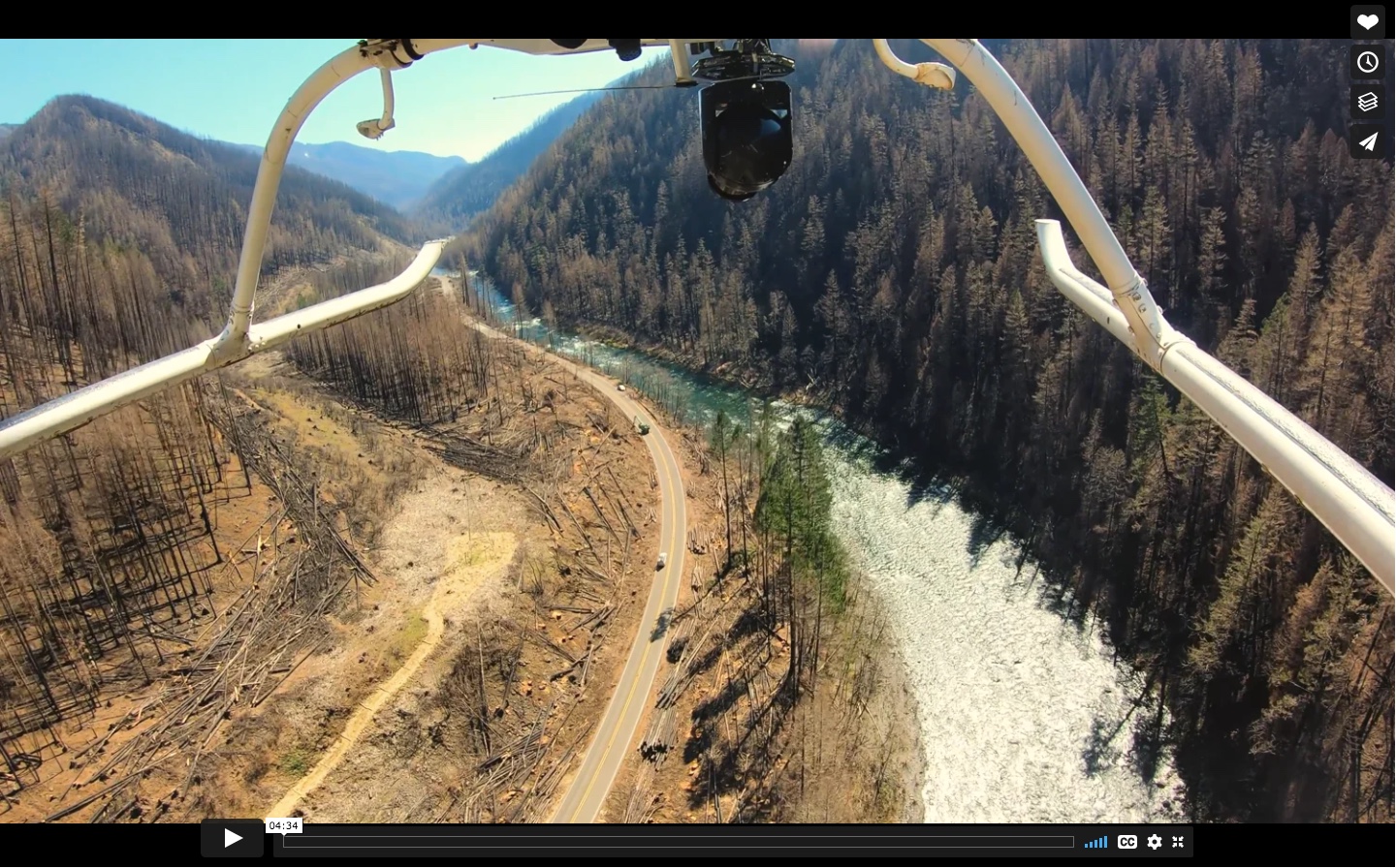 Screenshot from Clackamas River Post-fire Flyover video.