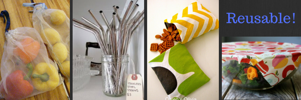 Reusable produce bags, snack bags, and straws