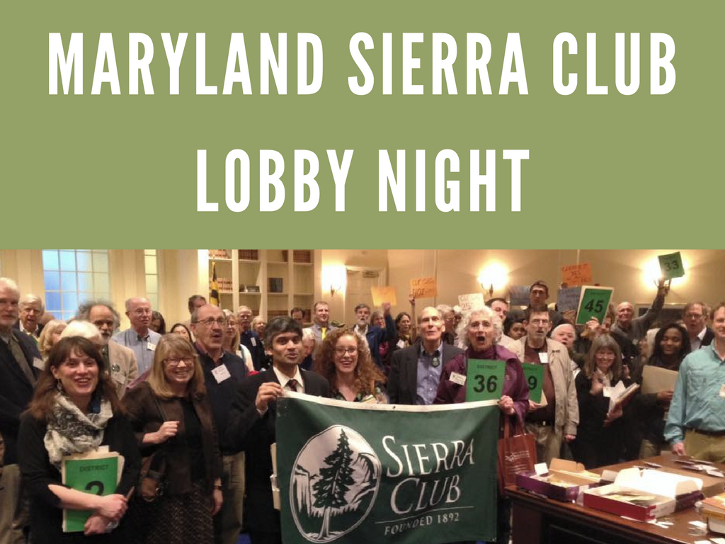 Group poses in Annapolis with Sierra Club sign