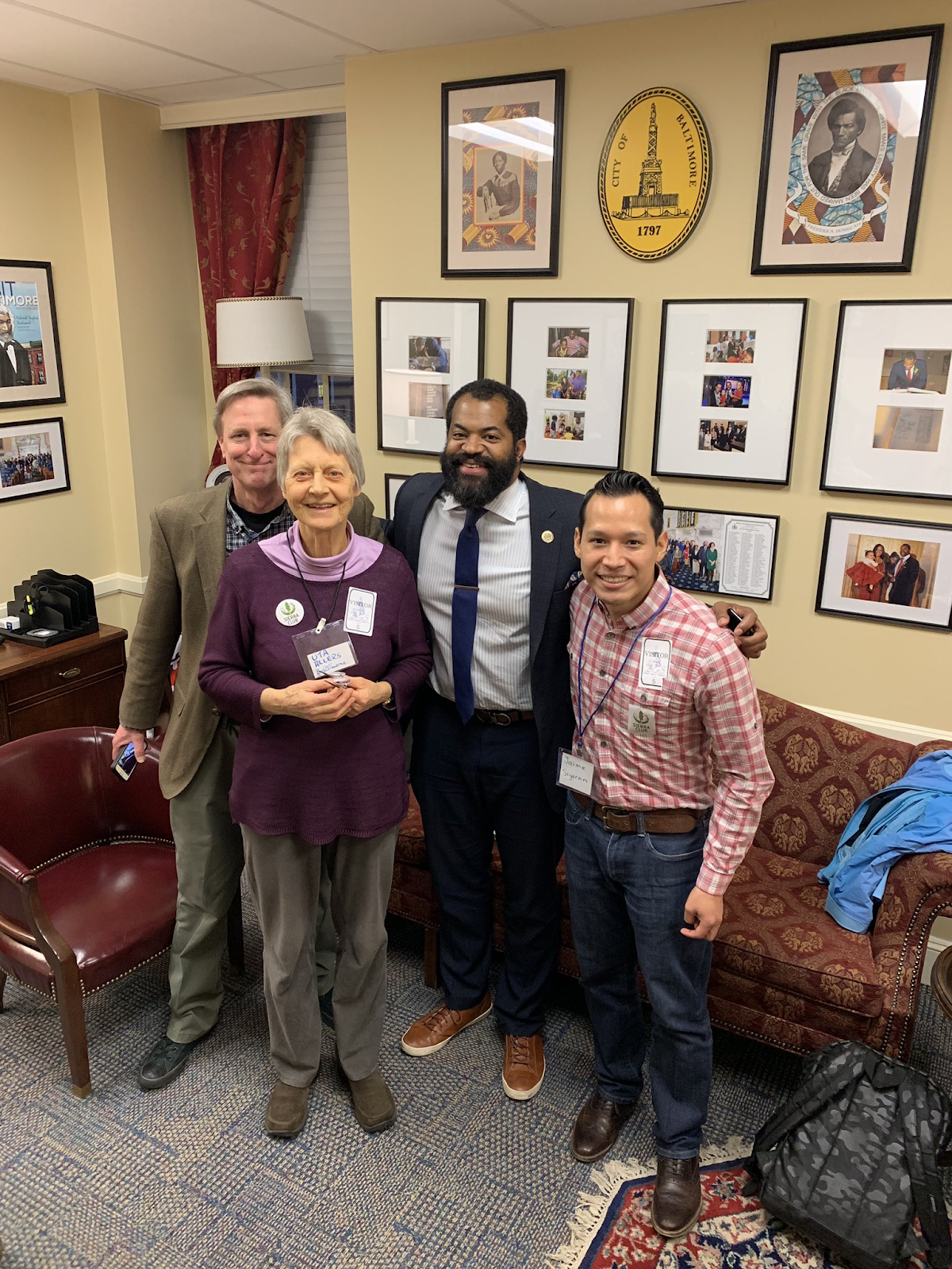 Baltimore City Delegate Nick Mosby meeting with Sierra Club members from his district on his legislation (HB 961) to remove subsidies for trash burning form the Renewable Portfolio Standard (RPS)