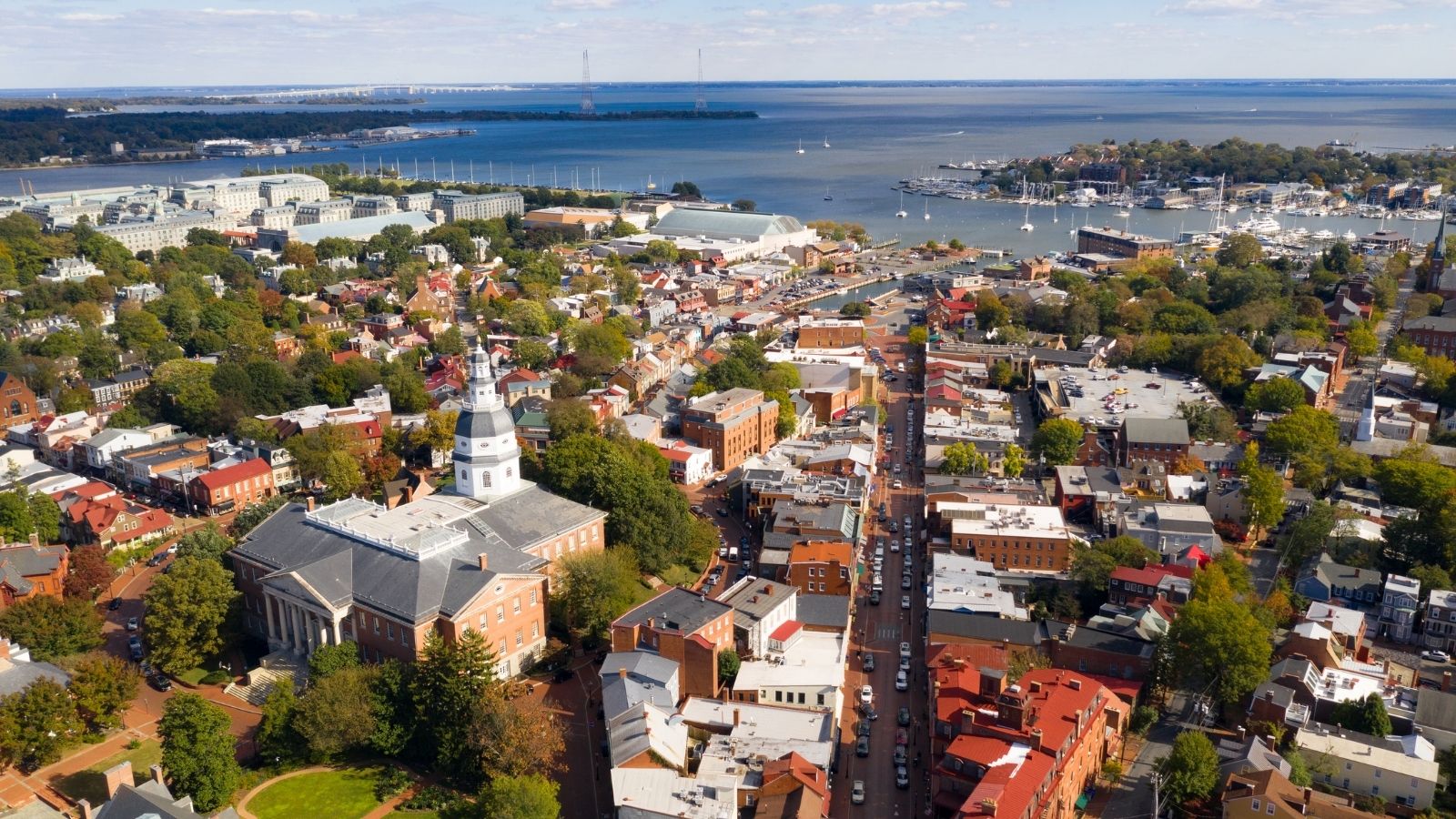 Annapolis - aerial view of city and bay