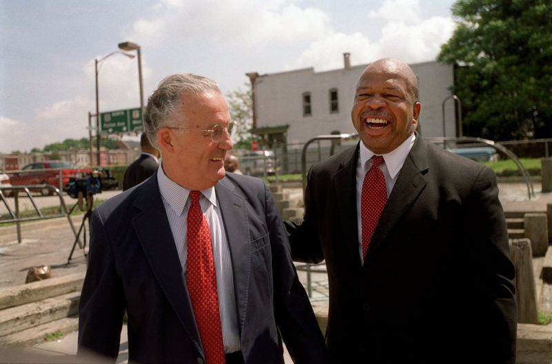 Image of Sen. Sarbanes and Rep. Cummings smiling, Baltimore