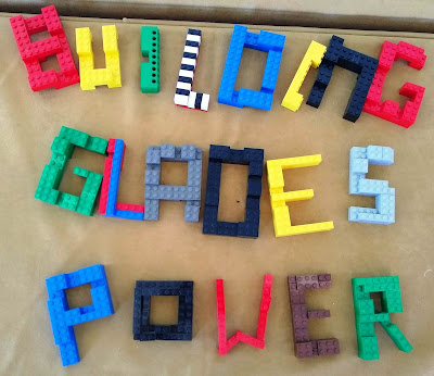 "Building Glades Power" Lego art on Sierra Club table / Photo: Jessica Lewis