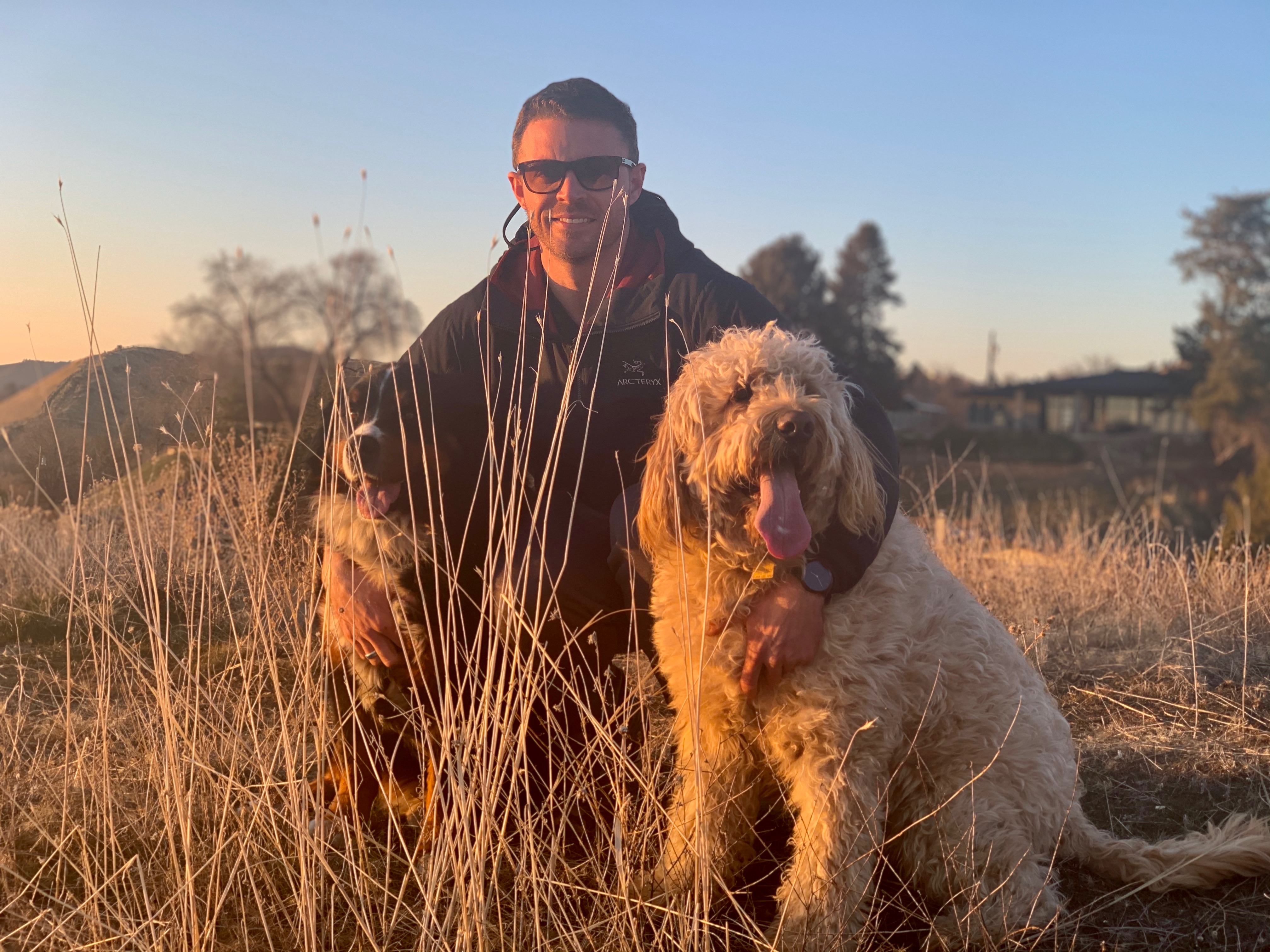 Zack Waterman with his furry family 