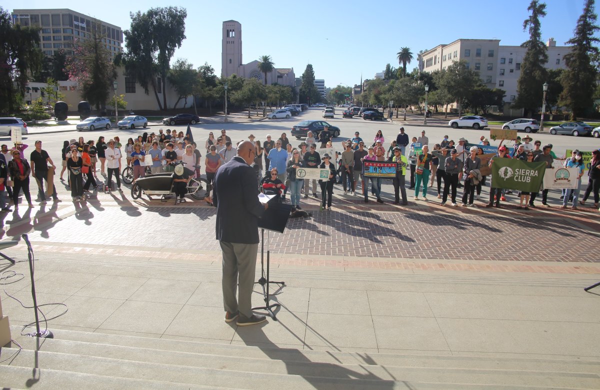 Assembly member Chris Holden addressing the participants