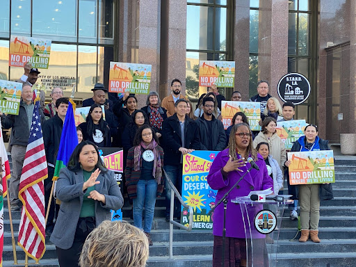 STAND LA Coalition members attend press conference with LA County Supervisor Holly Mitchell's office to celebrate the historic victory