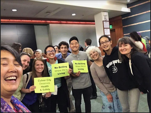 Monica Embrey, Associate Director with the Beyond Dirty Fuels Campaign with activists in Culver City, CA