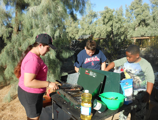 Students cooking for the first time. The food all weekend long was delicious!