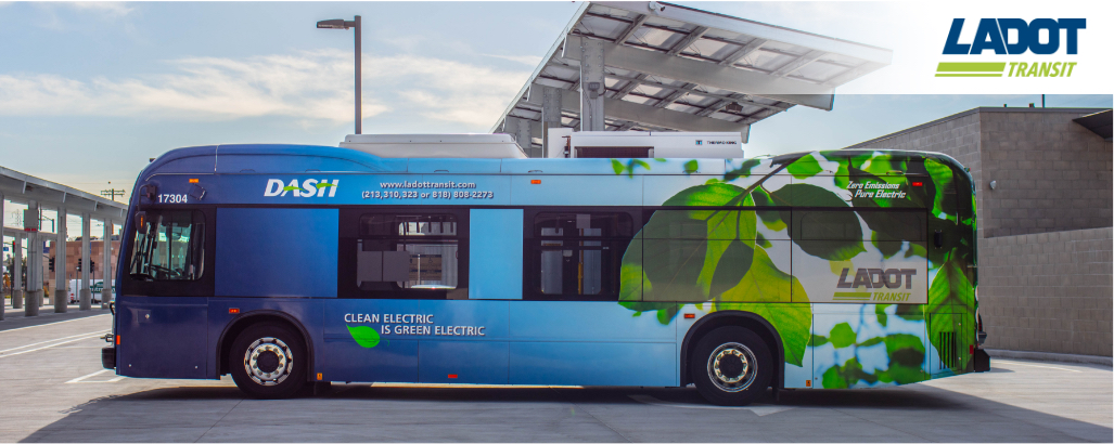 Photo of LA DOT’s first electric DASH bus Photo credit: LA DOT | Image copyright: LA DOT