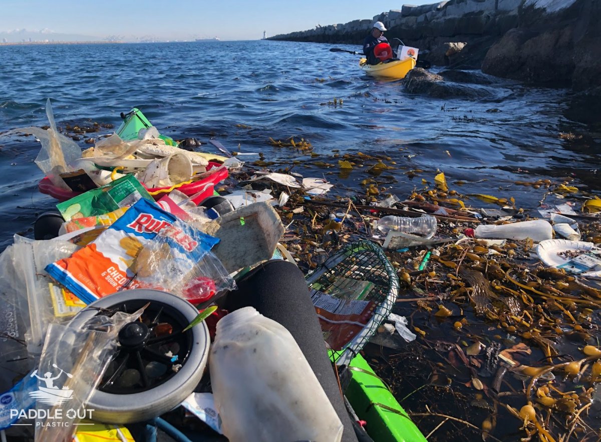 Litter at LA Harbor breakwater