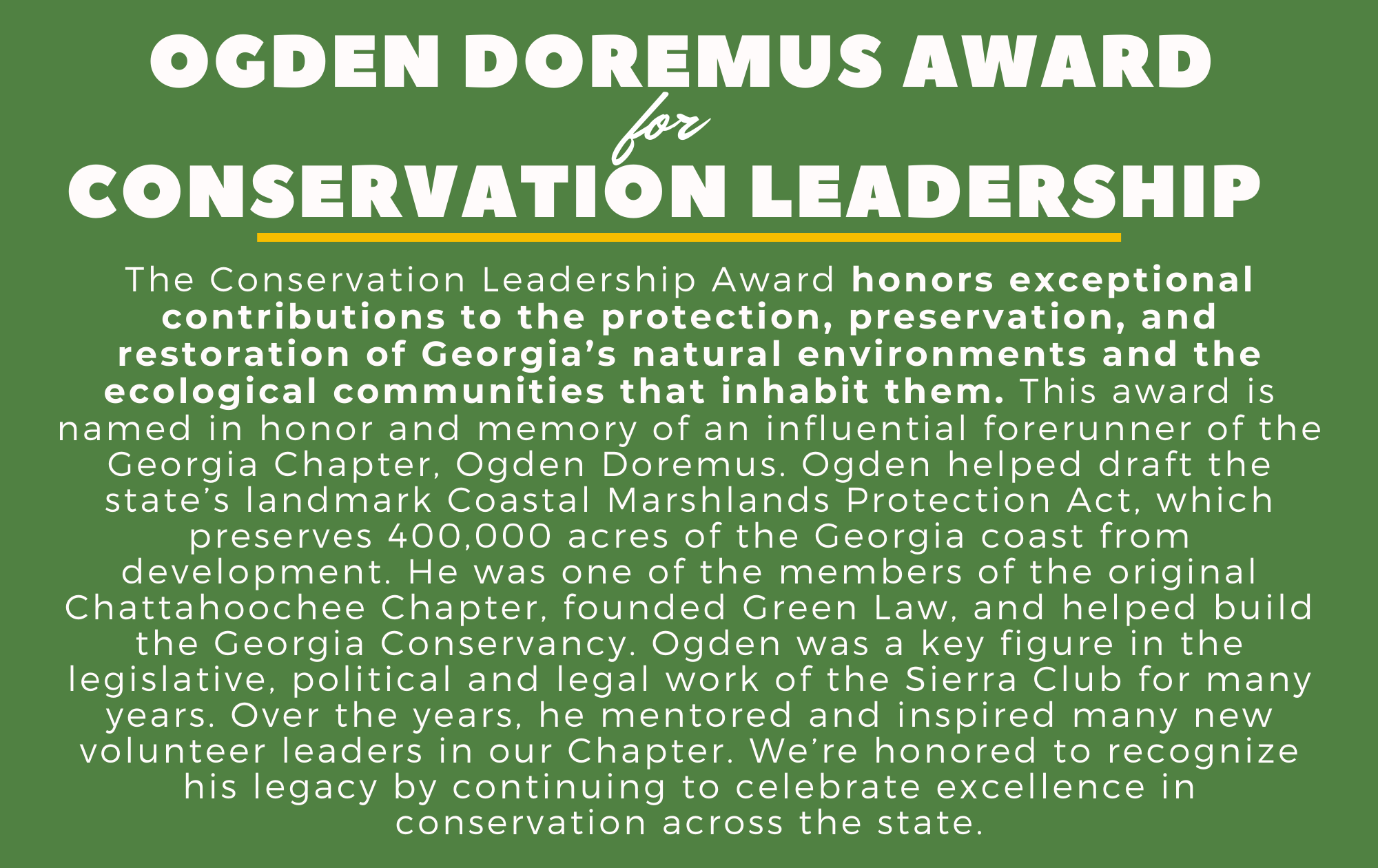 Ogden Doremus Award for Conservation Leadership